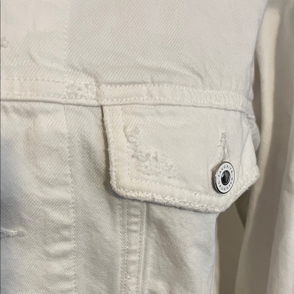 Favorite Daughter White Pockets Denim The Otto Jacket Boyfriend Distress Jacket - Picture 6 of 16